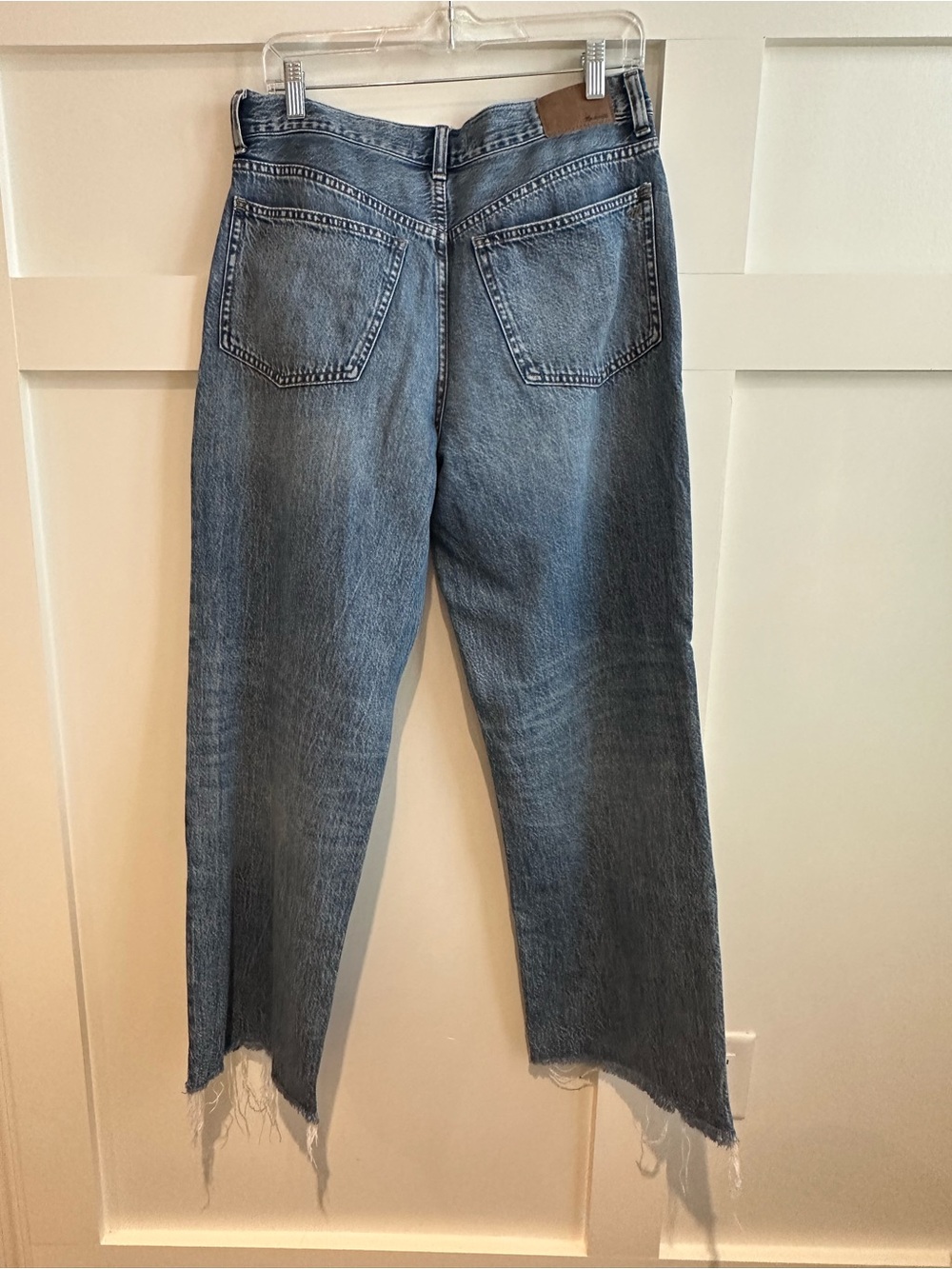 Madewell Light Blue Low-slung Baggy Leg Jeans with Frayed Hem - Picture 2 of 6